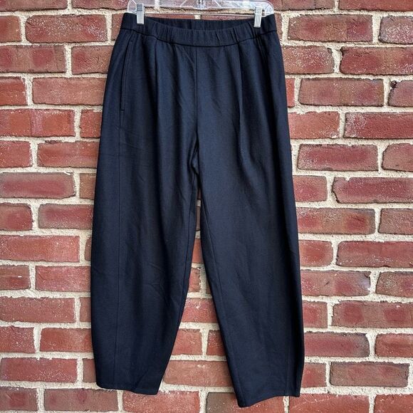 Eileen Fisher $268 Felted Wool Jersey Lantern Pant in black Medium - Picture 1 of 16